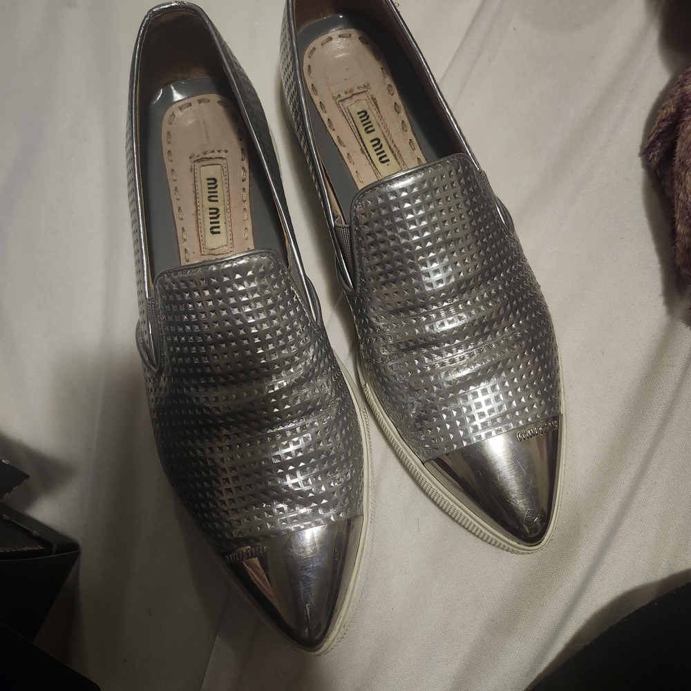 Miu Miu Silver Wedges